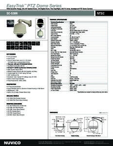 EasyTrak™ PTZ Dome Series  Wide Dynamic Range, 36x A/F Optical Zoom, 12X Digital Zoom, True Day/Night, 550 TV Lines, Vandalproof PTZ Dome Camera NTSC