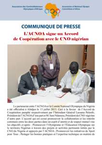 Association des ComitésNationaux Olympiques d’Afrique Association of National Olympic Committees of Africa