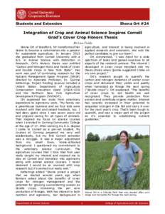 Students and Extension  Shona Ort #24 Integration of Crop and Animal Science Inspires Cornell Grad’s Cover Crop Honors Thesis