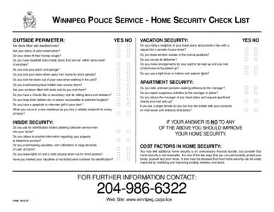 Winnipeg Police Service - Home Security Check List