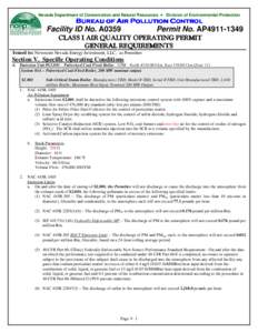 Nevada Department of Conservation and Natural Resources • Division of Environmental Protection  Facility ID No. A0359 Permit No. AP4911-1349