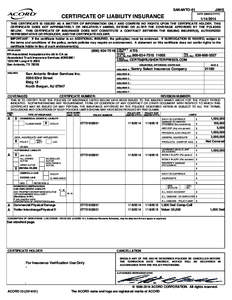 SANANTO-01  JANS DATE (MM/DD/YYYY)  CERTIFICATE OF LIABILITY INSURANCE