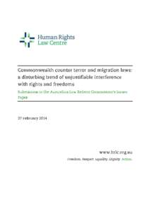 Emily Howie, Daniel Webb and Emma Newnham Human Rights Law Centre Ltd Level 17, 461 Bourke Street Melbourne VIC[removed]T: