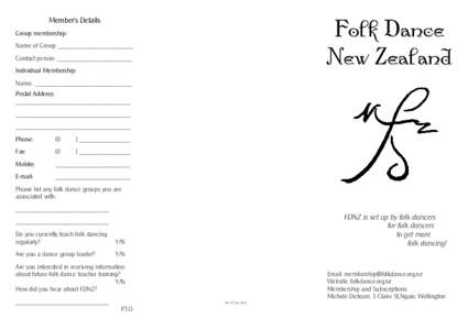 Member’s Details  Folk Dance New Zealand  Group membership: