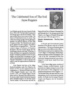 Orissa Review * December[removed]The Celebrated Son of The Soil