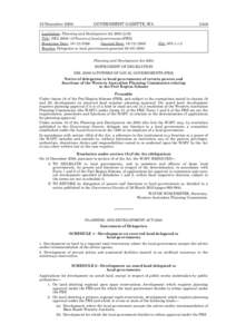 19 December[removed]GOVERNMENT GAZETTE, WA Legislation: Planning and Development Act[removed]s16) Title: DEL[removed]Powers of local governments (PRS)