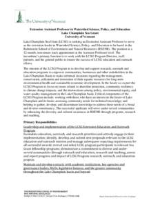 Agriculture in the United States / Rural community development / Association of Public and Land-Grant Universities / Canada–United States border / Lake Champlain / Cooperative extension service / University of Vermont / Lake Champlain Basin Program / ECHO Lake Aquarium and Science Center / Vermont / Geography of New York / Geography of the United States