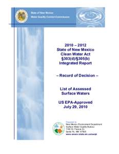 USEPA-Approved Record of Decision (ROD) for the[removed]State of New Mexico §303(d) / §305(b) Integrated List for Assessed Surface Waters