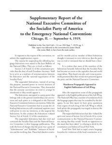 NEC of the SPA: Supplementary Report to the Convention [Sept. 4, [removed]