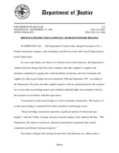 FOR IMMEDIATE RELEASE WEDNESDAY, SEPTEMBER 15, 1999 WWW.USDOJ.GOV AT[removed]