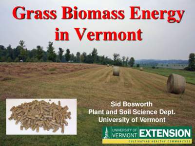 Grass Biomass Energy in Vermont Sid Bosworth Plant and Soil Science Dept. University of Vermont