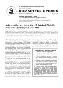 The American College of Obstetricians and Gynecologists Women’s Health Care Physicians COMMITTEE OPINION Number 505 • September 2011