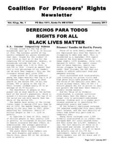 Coalition For Prisoners’ Rights Newsletter Vol. 42-yy, No. 1  PO Box 1911, Santa Fe NM 87504