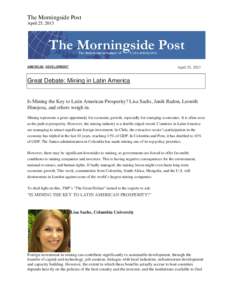 The Morningside Post April 25, 2013 AMERICAS, DEVELOPMENT  April 25, 2013