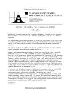 HUBBERT CENTER NEWSLETTER # [removed]M. KING HUBBERT CENTER FOR PETROLEUM SUPPLY STUDIES M. KING HUBBERT CENTER Petroleum Engineering Department