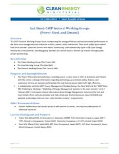 Fact Sheet: GSEP Sectoral Working Groups (Power, Steel, and Cement)