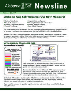 Newsline Winter[removed]Alabama One Call Welcomes Our New Members! • •