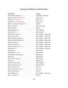 Factories and Firms in the B Section Glass House Chapter  B. Riley Hauk Supply Co.*. . . . . . . . . . . . . . . . . . . . The Blanke Companies