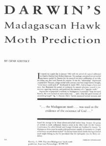 ,  DARWIN s Madagascan Hawk  Moth Prediction