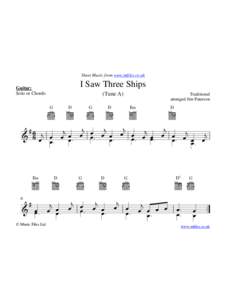 Sheet Music from www.mfiles.co.uk  I Saw Three Ships Guitar: Solo or Chords