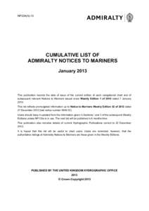 Cumulative List of Admiralty Notices to Mariners