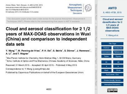 Discussion Paper  Atmos. Meas. Tech. Discuss., 8, 4653–4709, 2015 www.atmos-meas-tech-discuss.netdoi:amtd © Author(sCC Attribution 3.0 License.