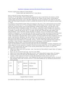 Southern Campaign American Revolution Pension Statements Pension Application of Burrel Cashon S8181 Transcribed and annotated by C. Leon Harris State of North Carolina Mecklenburg County On this 25 th of November 1833 pe