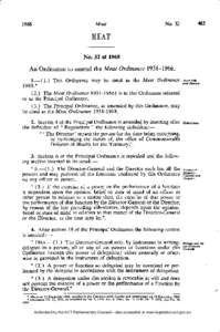 MEAT No. 32 of 1968 An Ordinance to amend the Meat Ordinance[removed].—(1.) This Ordinance may be cited as the Meat Ordinance 1968.*