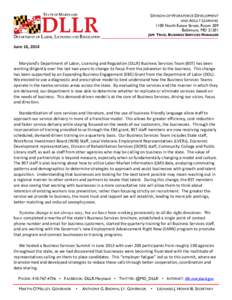 DIVISION OF WORKFORCE DEVELOPMENT AND ADULT LEARNING 1100 North Eutaw Street, Room 209 Baltimore, MD[removed]JEFF TRICE, BUSINESS SERVICES MANAGER