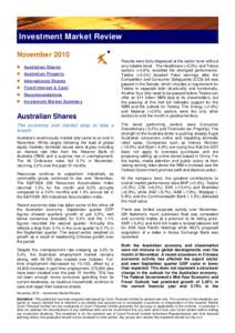 Investment Market Review November 2010  Australian Shares