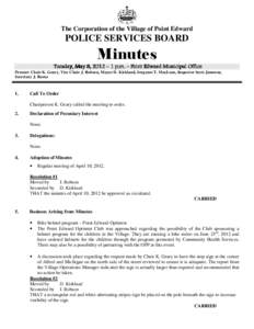 The Corporation of the Village of Point Edward  POLICE SERVICES BOARD Minutes Tuesday,