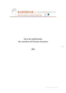    Liste des publications des membres de l’institut Ausonius 1