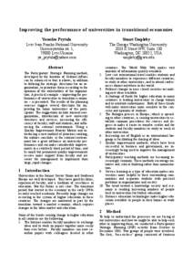 Improving the performance of universities in transitional economies Yaroslav Prytula Lviv Ivan Franko National University Universytetska str. 1, 79000 Lviv,Ukraine 