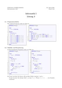 ETH Z¨ urich, D-INFK/D-BAUG Herbstsemester 2015 Dr. Martin Hirt Daniel Jost