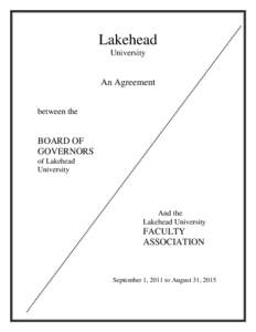 Lakehead University An Agreement between the