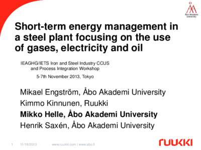 Chemistry / Steelmaking / Coal / Coke / Steel mill / Ton / Åbo Akademi University / Fuels / Measurement / Energy