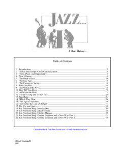 A Short History…  Table of Contents