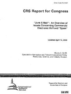 ,®  Order Code RL31953 CRS Report for Congress