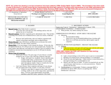 NOTE: Any yellow text shading or red text annotations have been added by ORNL Subject Matter Experts (SMEs). The annotations have been made in order to document (1) certain Forest Service requirements that have been waiv