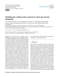 The Cryosphere, 8, 1347–1360, 2014 www.the-cryosphere.net[removed]doi:[removed]tc[removed] © Author(s[removed]CC Attribution 3.0 License.  Modelling the evolution of the Antarctic ice sheet since the last