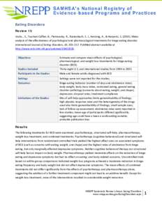 Eating disorders / Abnormal psychology / Mind-body interventions / Mood disorders / Binge eating disorder / Major depressive disorder / Placebo / National Eating Disorders Association / Eating Disorder Diagnostic Scale / Psychiatry / Medicine / Health