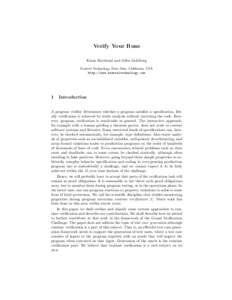 Verify Your Runs Klaus Havelund and Allen Goldberg Kestrel Technology, Palo Alto, California, USA http://www.kestreltechnology.com  1