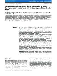 Agricultural and Forest Entomology (2013), 15, 227–235  DOI: [removed]afe[removed]Suitability of California bay laurel and other species as hosts for the non-native redbay ambrosia beetle and granulate ambrosia