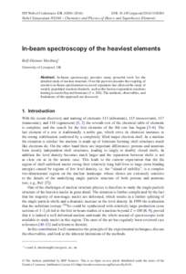 EPJ Web of Conferences 131, DOI: epjconfNobel Symposium NS160 – Chemistry and Physics of Heavy and Superheavy Elements