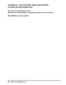 NATIONAL VOLUNTARY ORGANIZATIONS ACTIVE IN DISASTER, INC. FINANCIAL STATEMENTS AND REPORT OF INDEPENDENT CERTIFIED PUBLIC ACCOUNTANTS DECEMBER 31, 2011 and 2010