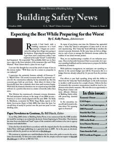 Idaho Division of Building Safety  Building Safety News October 2008