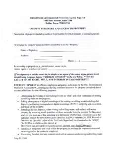 Consent for Entry and Access to Property - Tar Creek Superfund Site Ottawa County, Oklahoma