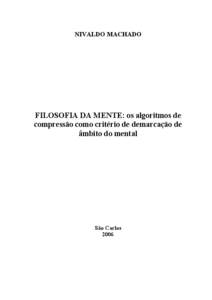 NIVALDO MACHADO  FILOSOFIA DA MENTE: os algoritmos de