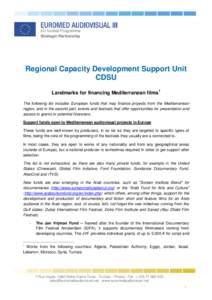 EU funded Programme Strategic Partnership Regional Capacity Development Support Unit CDSU Landmarks for financing Mediterranean films1