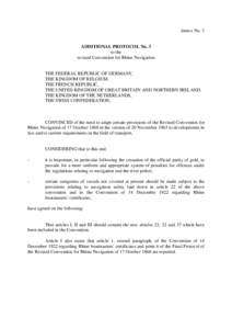 Annex No. 3  ADDITIONAL PROTOCOL No. 3 to the revised Convention for Rhine Navigation